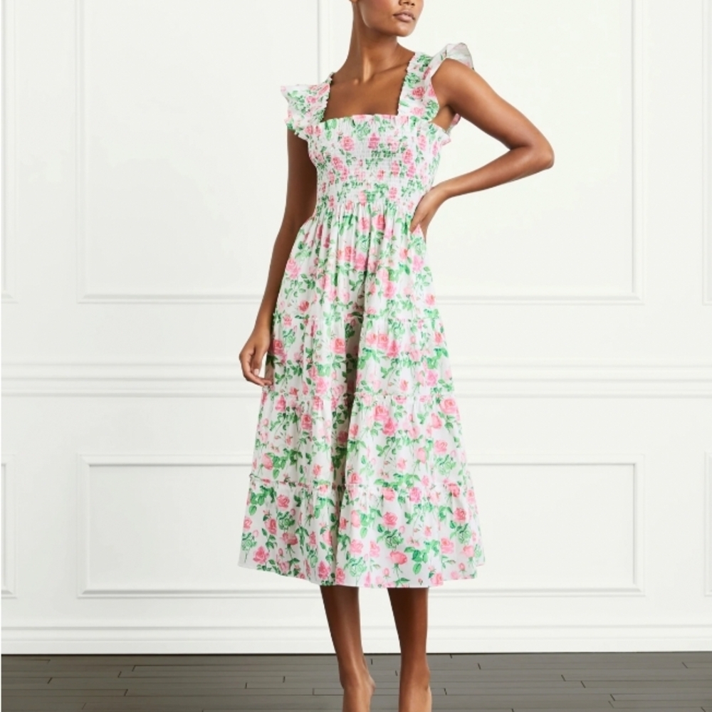 Hill House Nap Dress- The Ellie in Rose Poplin (M)
